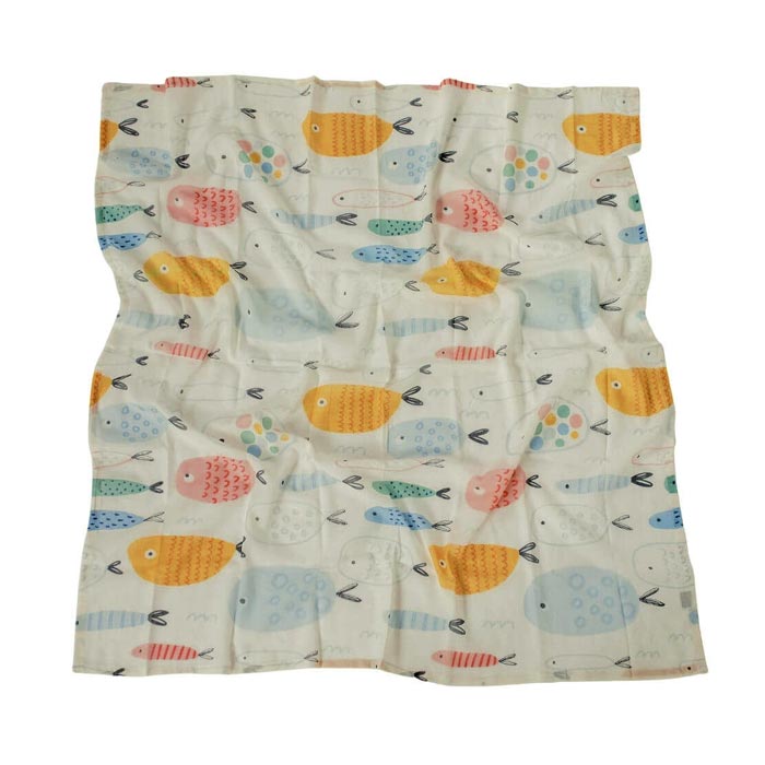 Di Lusso Living Felix Fish Baby Muslin Swaddle | Koop.co.nz