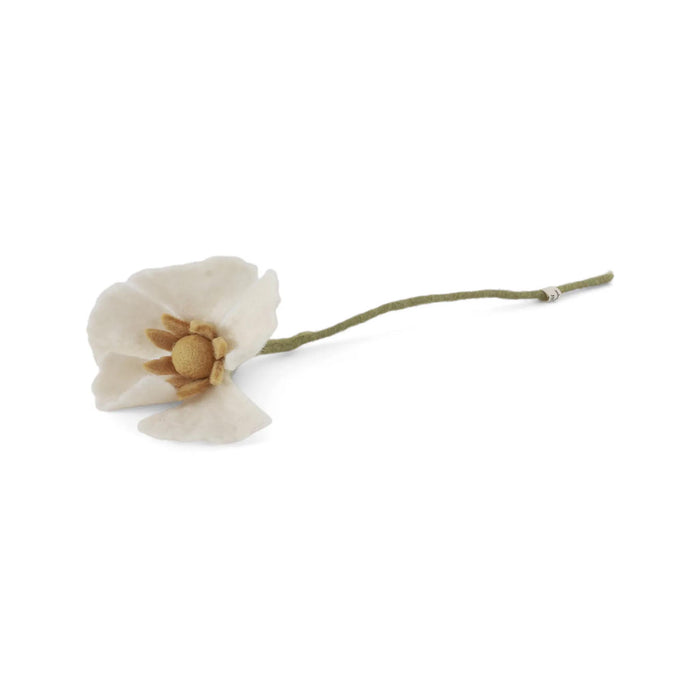 Felt Poppy Flowers - White