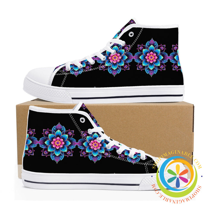 Flower Power Ladies High Top Canvas Shoes