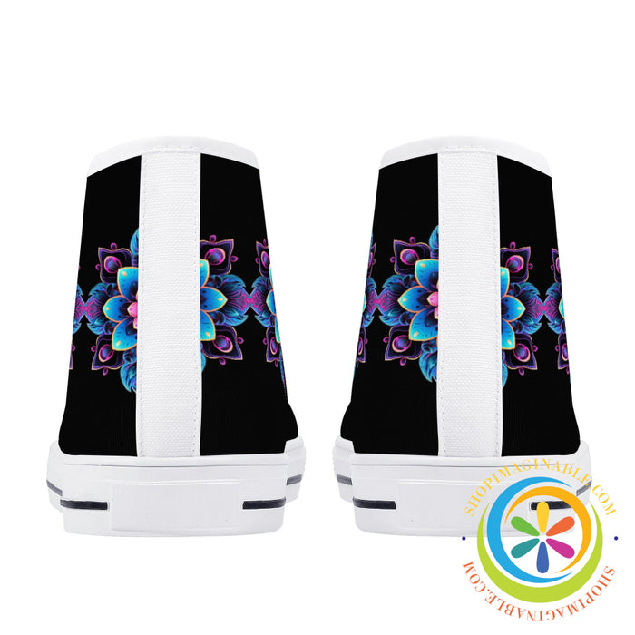Flower Power Ladies High Top Canvas Shoes