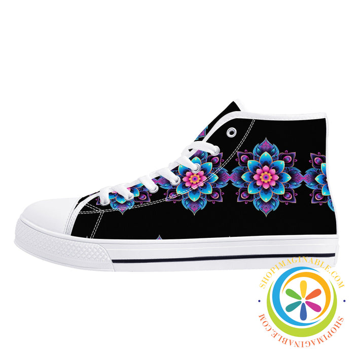 Flower Power Ladies High Top Canvas Shoes