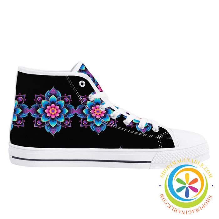 Flower Power Ladies High Top Canvas Shoes