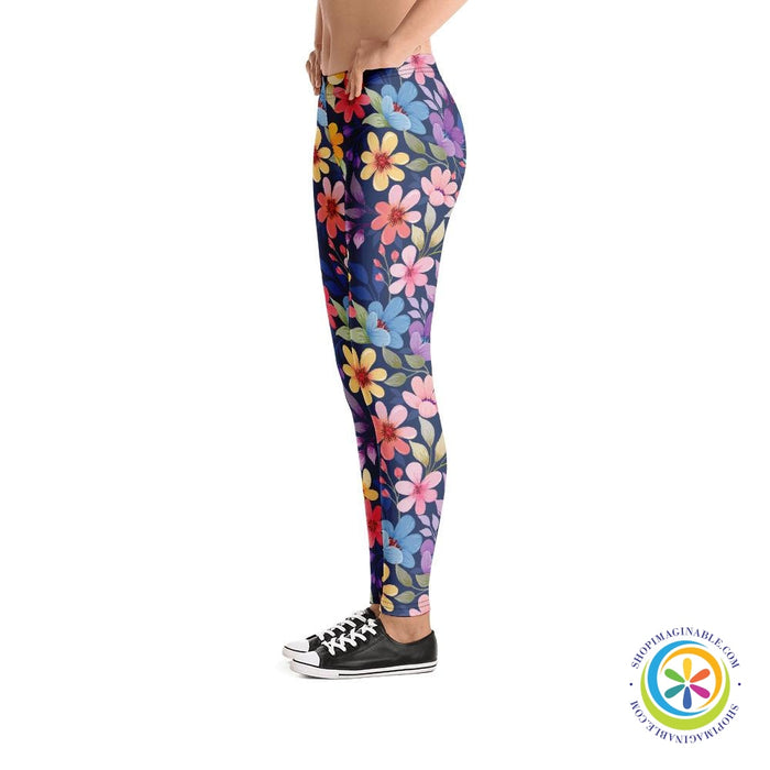 Flowered Full Length Leggings-ShopImaginable.com