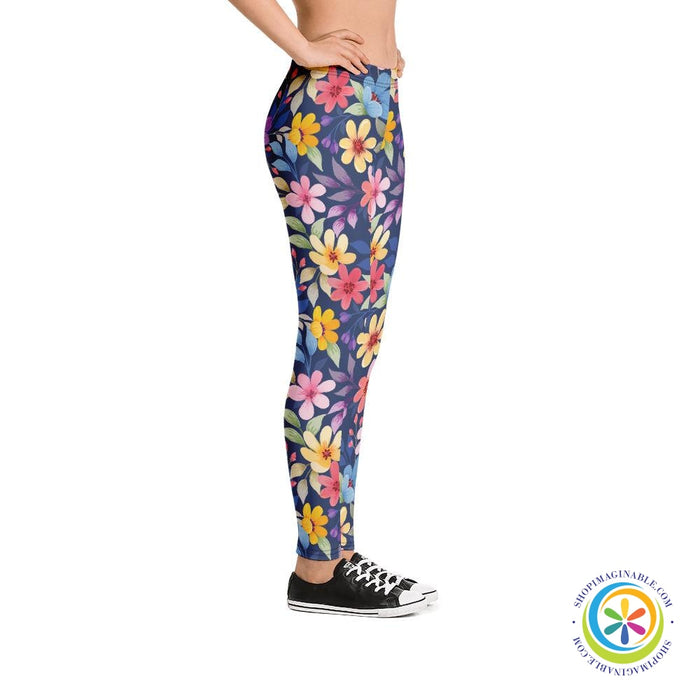 Flowered Full Length Leggings-ShopImaginable.com