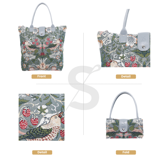 FOLD-STGR | STRAWBERRY THIEF GREY FOLDING BAG