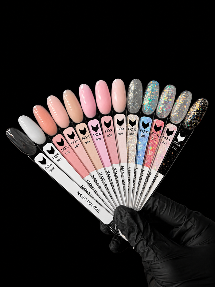 F.O.X Poly Gel Nano — Nail Swatch Sticks (set of 12) swatches F.O.X