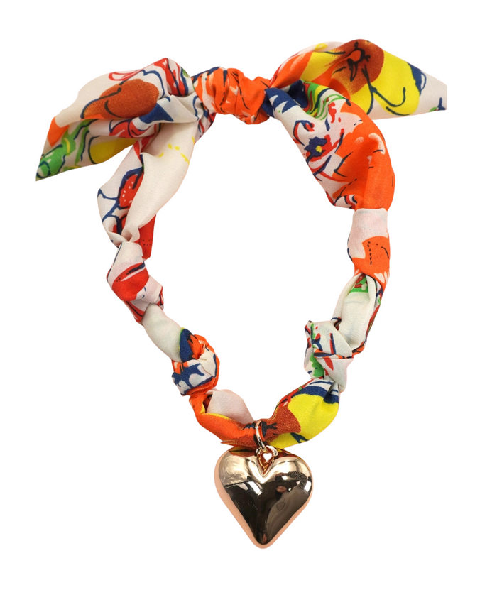 Frankie's Exclusives Josie Scarf Charm Necklace Puffy Heart Oranges Distressed/seasonal accessories Frankie's Exclusives Multi