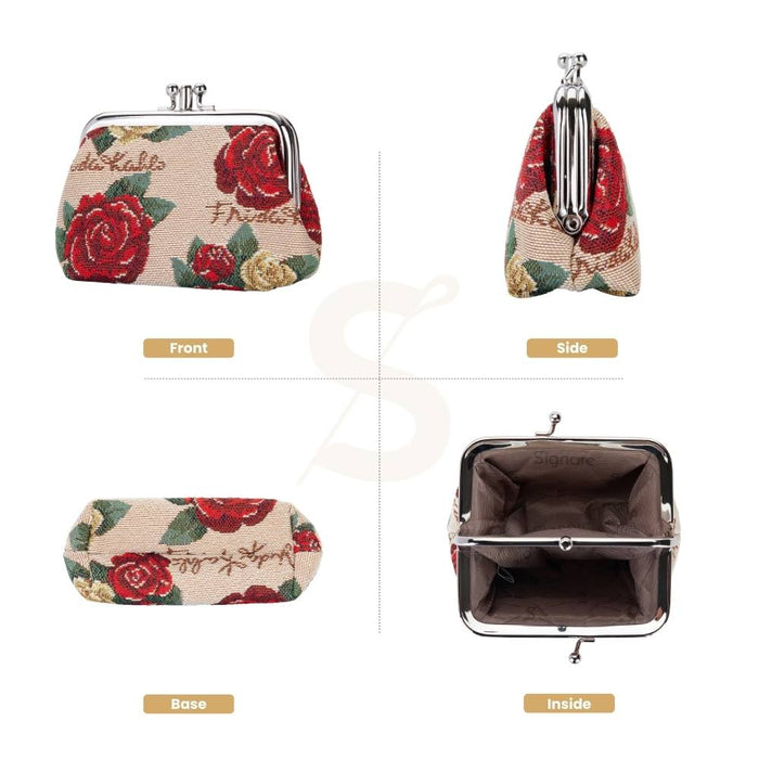 FRMP-FKROSE| FRIDA KAHLO ROSE COIN CLASP FRAME PURSE WALLET