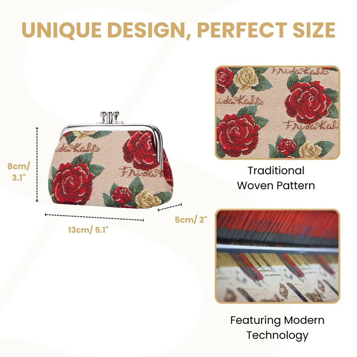 FRMP-FKROSE| FRIDA KAHLO ROSE COIN CLASP FRAME PURSE WALLET