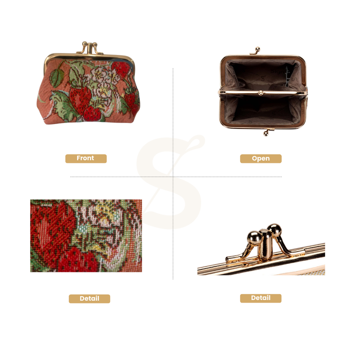 FRMP-WLSTRW | Wild Strawberry Coin Clasp Frame Purse Wallet