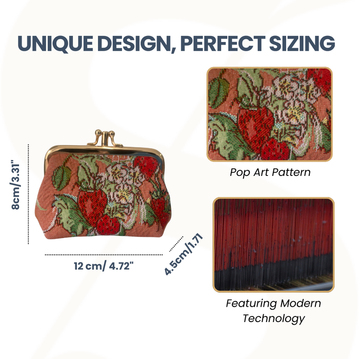 FRMP-WLSTRW | Wild Strawberry Coin Clasp Frame Purse Wallet