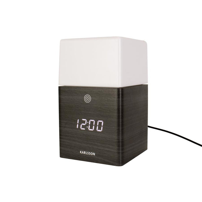 Karlsson Frosted LED Alarm Clock with Light - Blackened Wood | Koop.co.nz