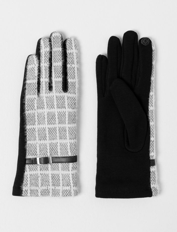 Gants en tweed avec ceinture décorative