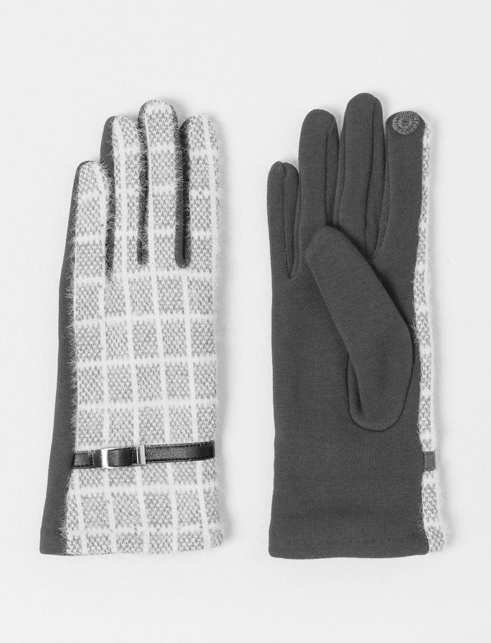 Gants en tweed avec ceinture décorative