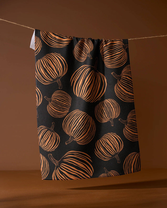 Geometry Tea Towel - Pumpkin Noir