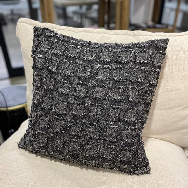Le Forge Gingham Cushion - Charcoal/Black (45cm) | Koop.co.nz