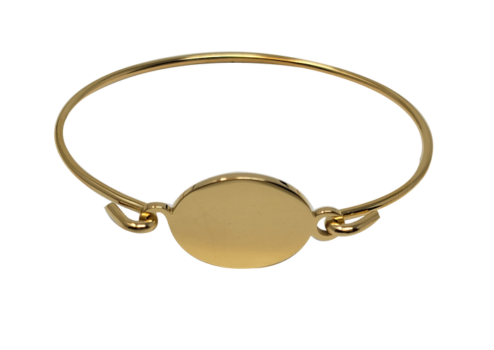 Gold Polished Hook-On Fingerprint Bangle - Oval - IUHKBR102-G