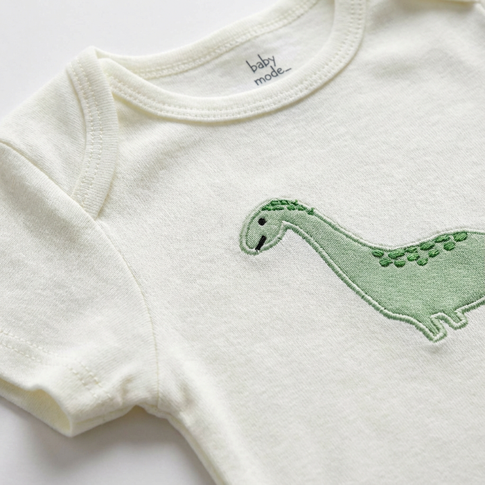 Green Dinosaur Baby Bodysuit-100% Cotton