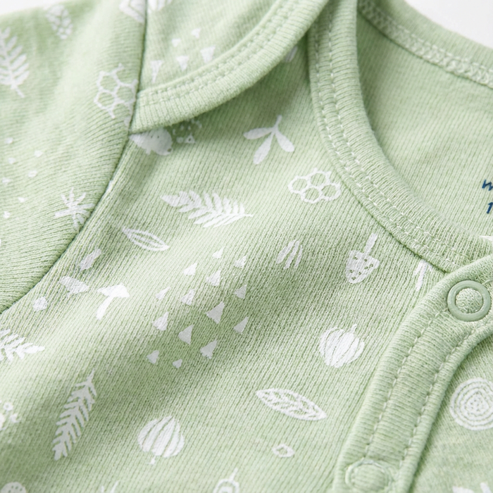 Green Nature Print Baby Bodysuit- 100% Cotton
