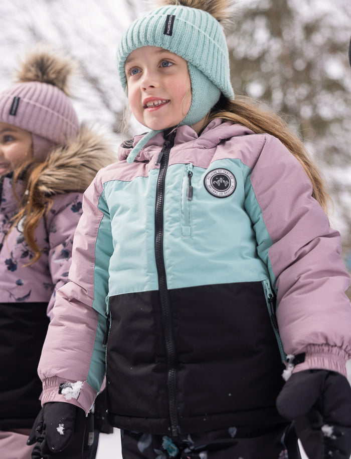 Habit de neige 2 pièces à blocs de couleurs pour petite fille