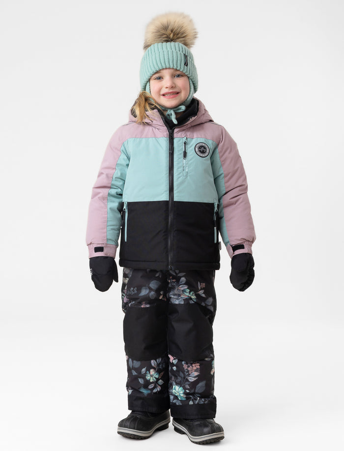 Habit de neige 2 pièces à blocs de couleurs pour petite fille
