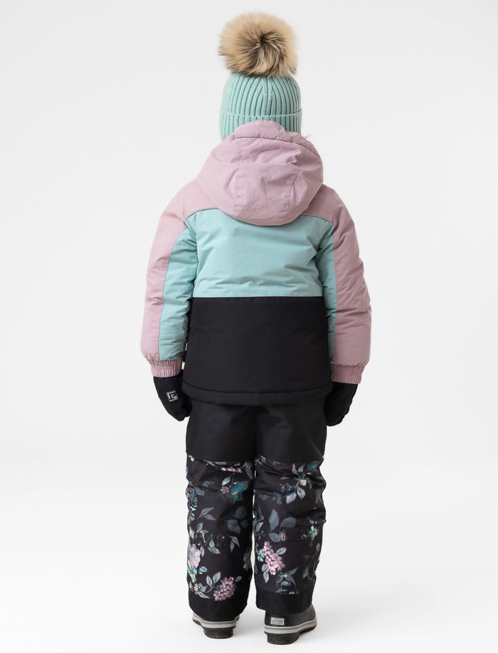 Habit de neige 2 pièces à blocs de couleurs pour petite fille