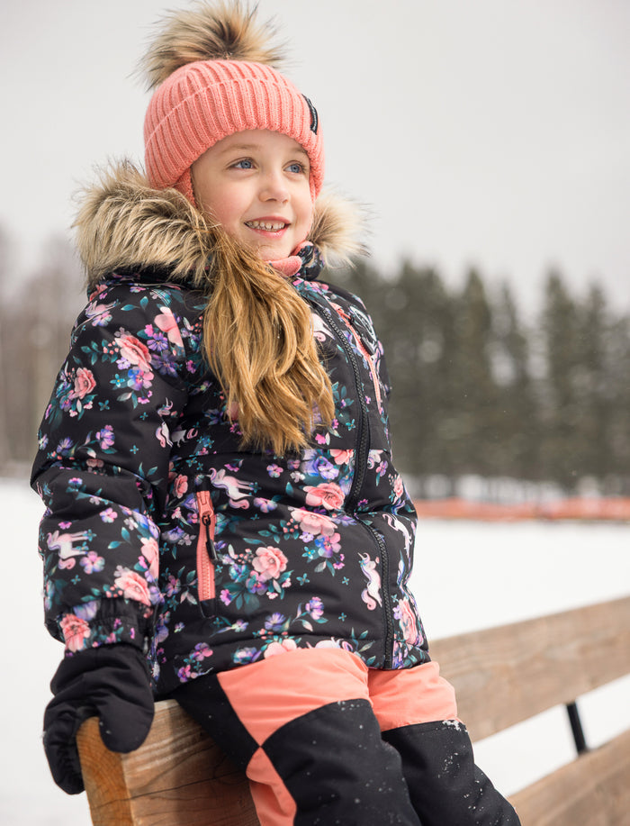 Habit de neige 2 pièces fleuri pour petite fille