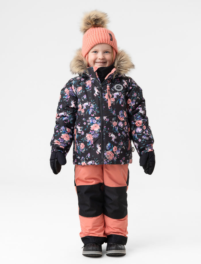 Habit de neige 2 pièces fleuri pour petite fille