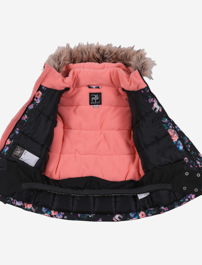 Habit de neige 2 pièces fleuri pour petite fille