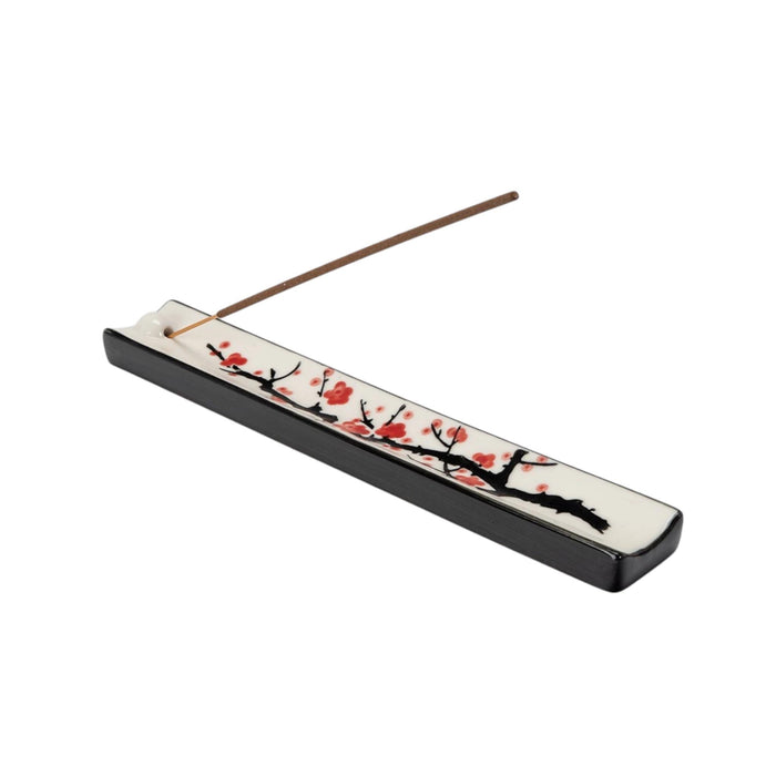 Hand-painted Ceramic Incense Holder - Cherry Blossoms