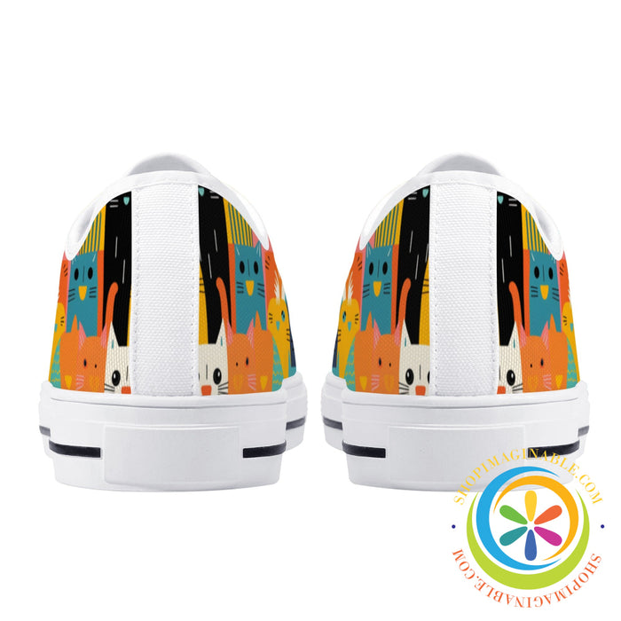 Happy Cat Lady Ladies Low Top Canvas Shoes