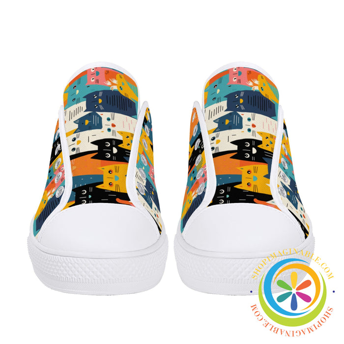 Happy Cat Lady Ladies Low Top Canvas Shoes