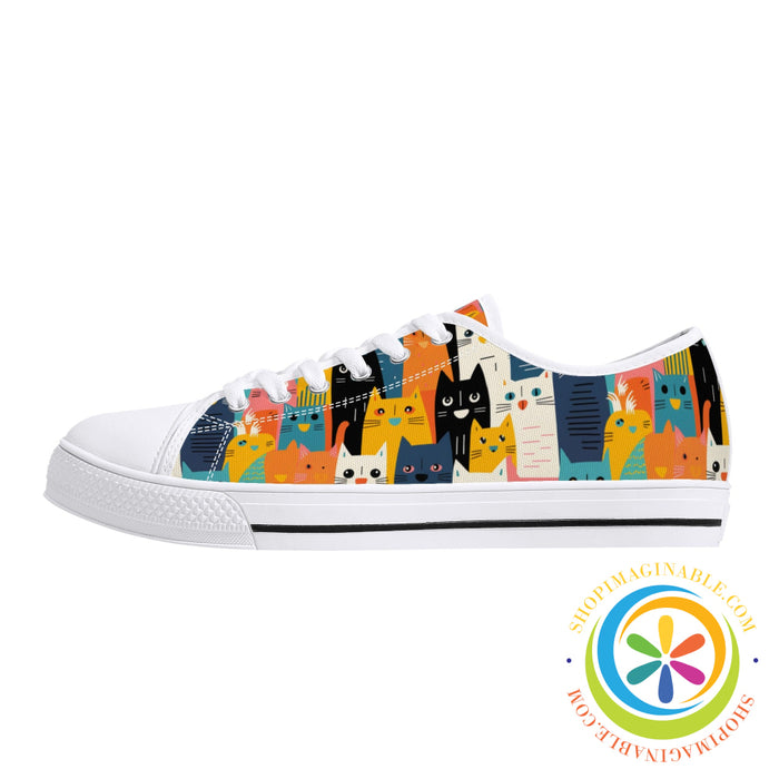 Happy Cat Lady Ladies Low Top Canvas Shoes