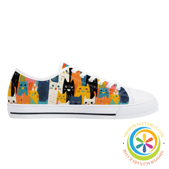 Happy Cat Lady Ladies Low Top Canvas Shoes