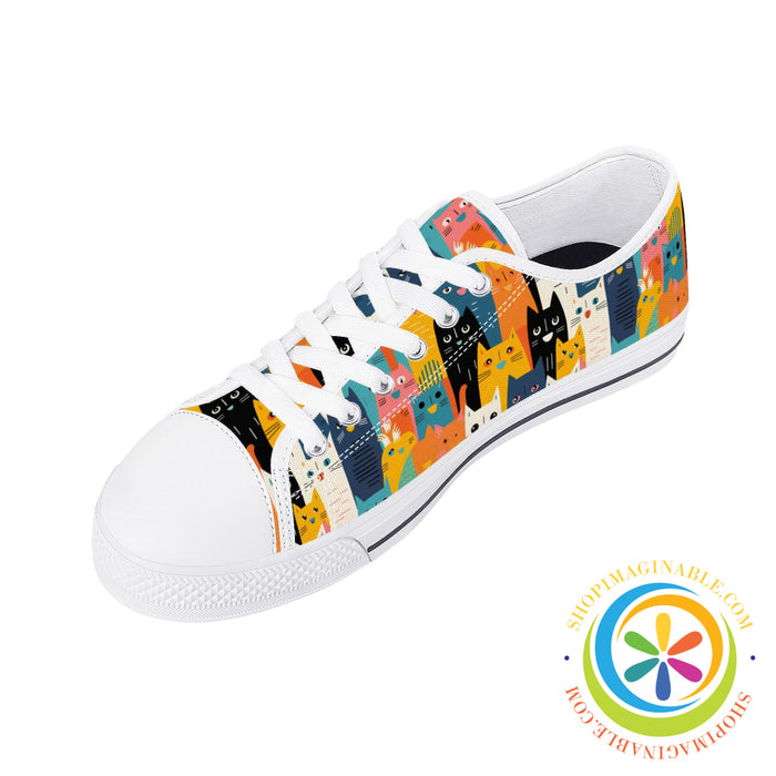 Happy Cat Lady Ladies Low Top Canvas Shoes