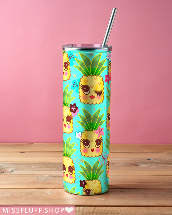 Happy Pineapples Aqua • Tall Tumbler 20oz