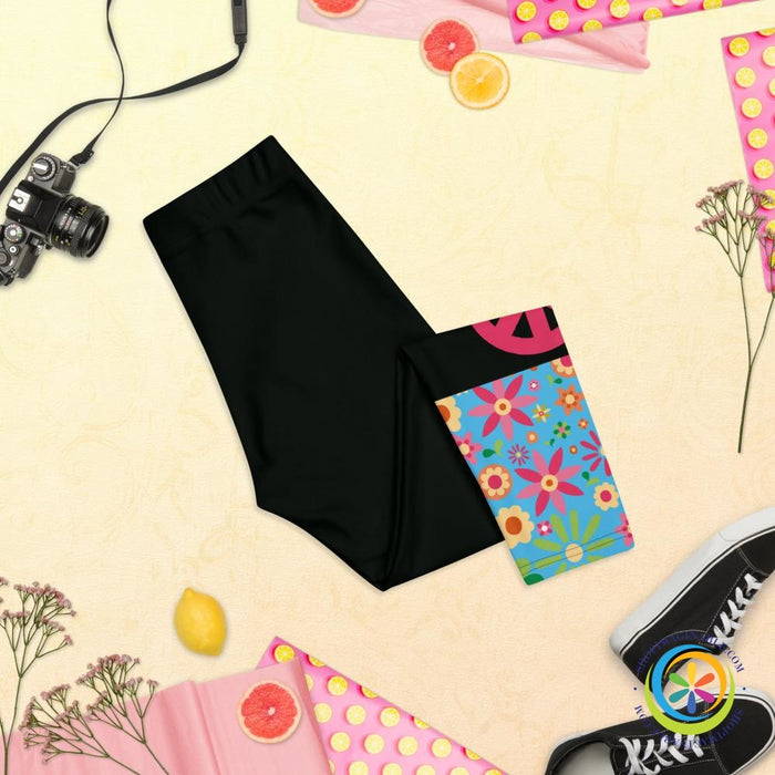Hippie Chic PEACE Sign Capri Leggings-ShopImaginable.com