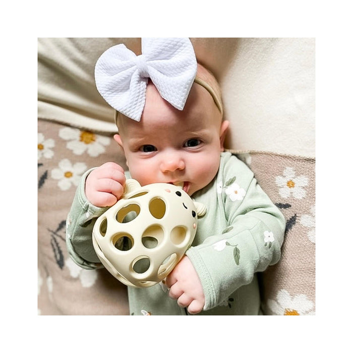 Honey Bee Silicone Teethers - in use