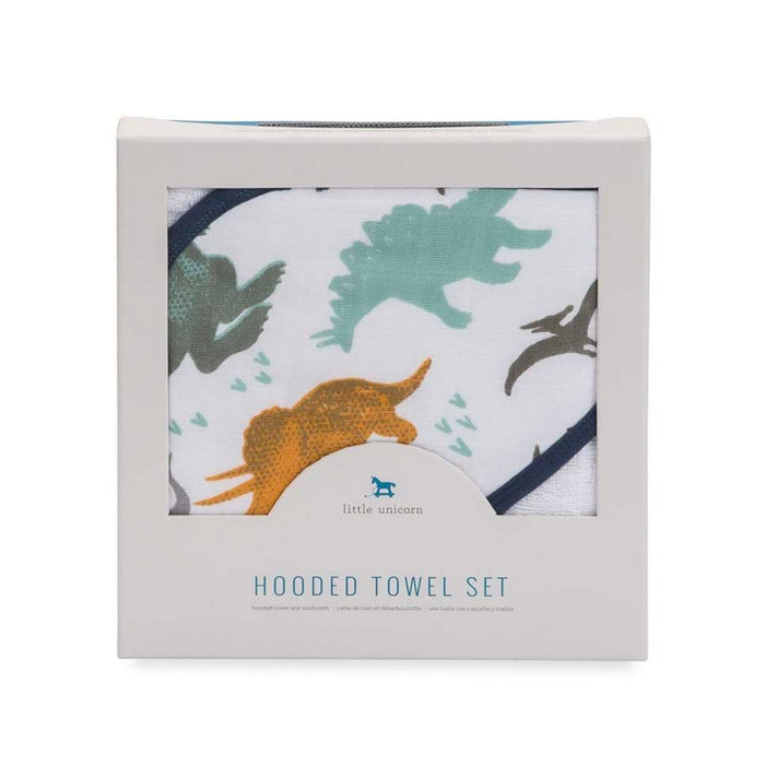 Little Unicorn Hooded Towel & Wash Cloth Set – Dino Friends | Koop.co.nz