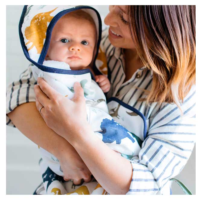 Little Unicorn Hooded Towel & Wash Cloth Set – Dino Friends | Koop.co.nz