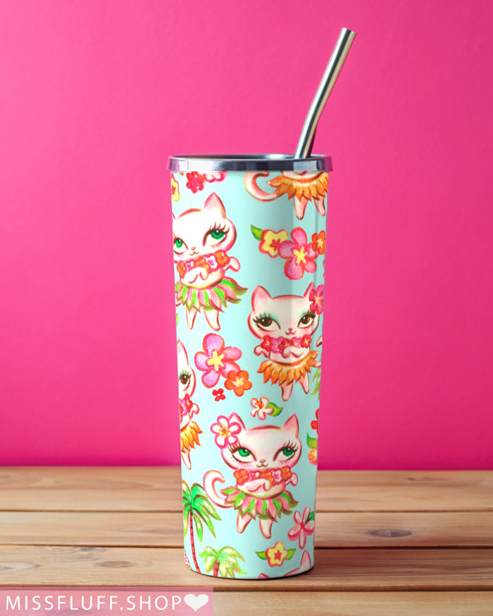 Hula Kitties Aqua • Tall Tumbler 20oz