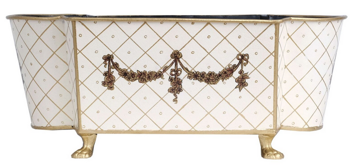 Ivory and Gold Long Trellis Garland Planter by The Enchanted Home