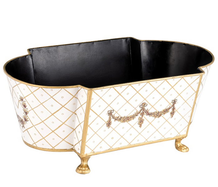 Ivory and Gold Long Trellis Garland Planter by The Enchanted Home