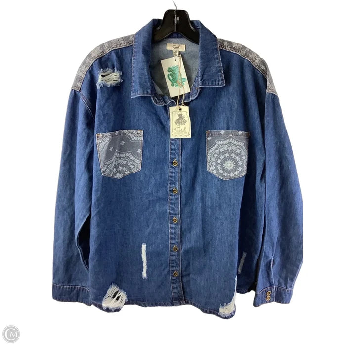 Jacket Denim By Easel In Blue Denim, Size: M