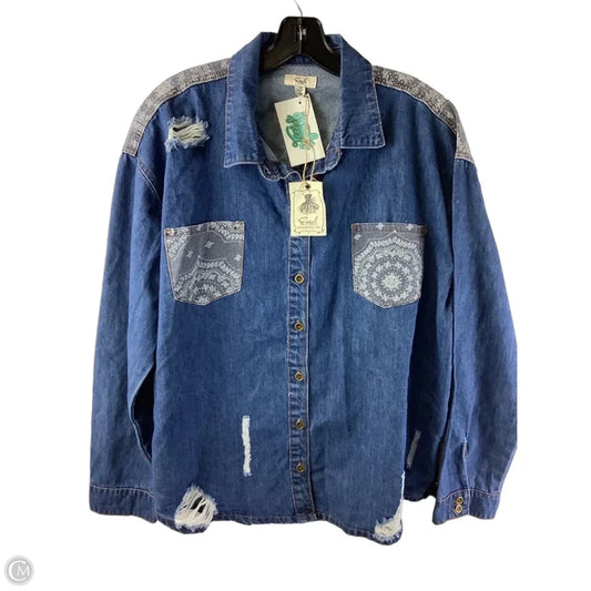 Jacket Denim By Easel In Blue Denim, Size: M