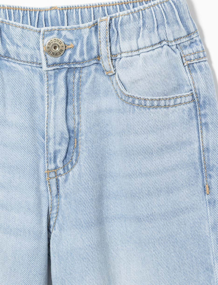Jean à jambe large à taille élastique pour petite fille