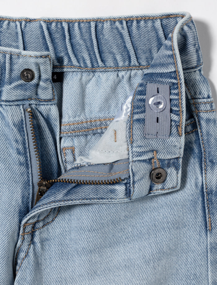 Jean à jambe large à taille élastique pour petite fille