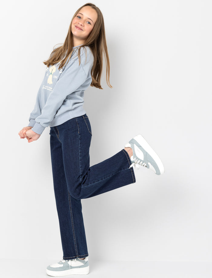 Jean à jambe large en denim pour fille
