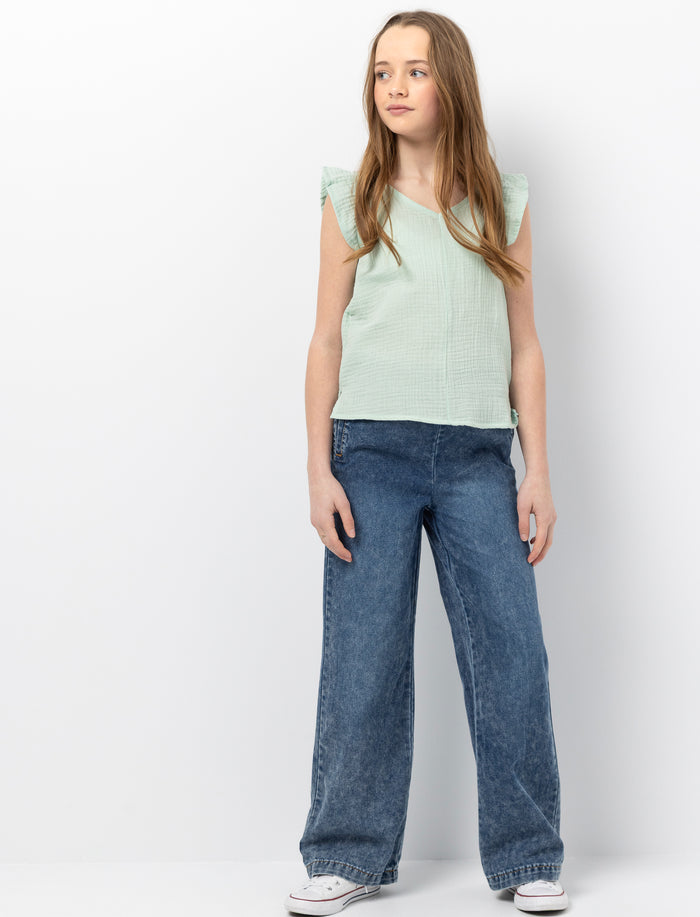 Jean à jambes larges et taille élastique