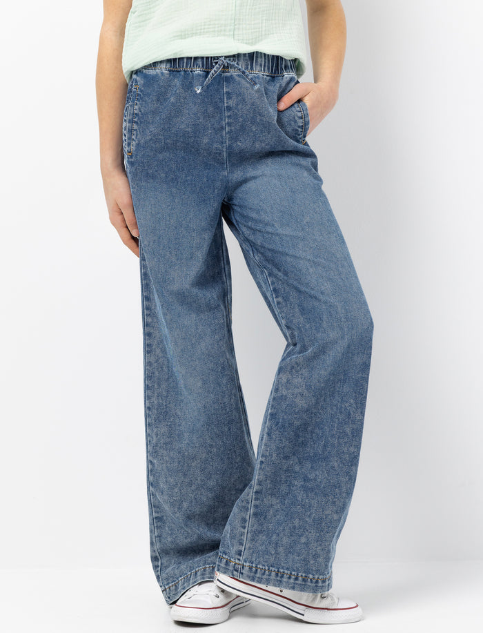Jean à jambes larges et taille élastique